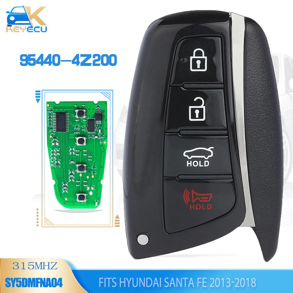 KEYECU 95440-4Z200 Smart Remote Key 4 Button 315MHz Fob for Hyundai Santa Fe 2013 2014 2015 2016 2017 2018, SY5DMFNA04