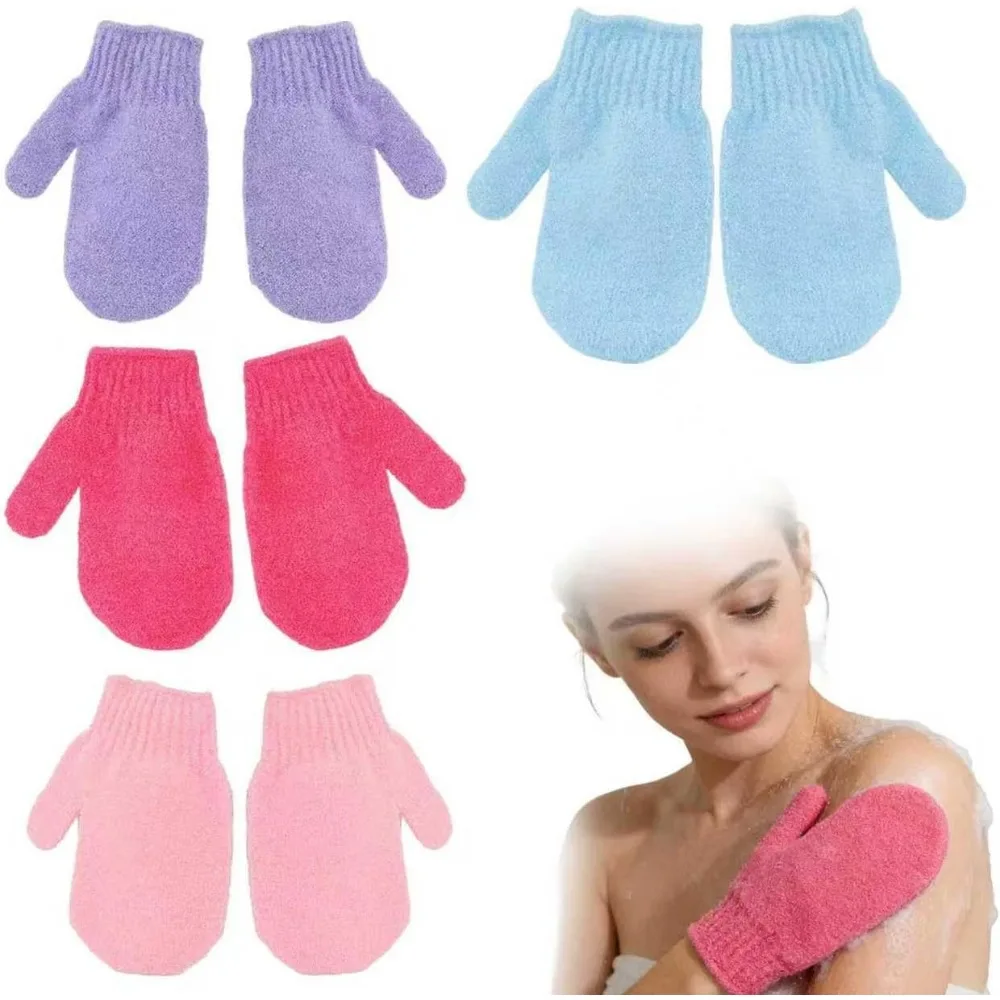 Exfoliating Gloves Set - 8-piece Bath and Body Scrub Mitts for Skin Purification and Massage