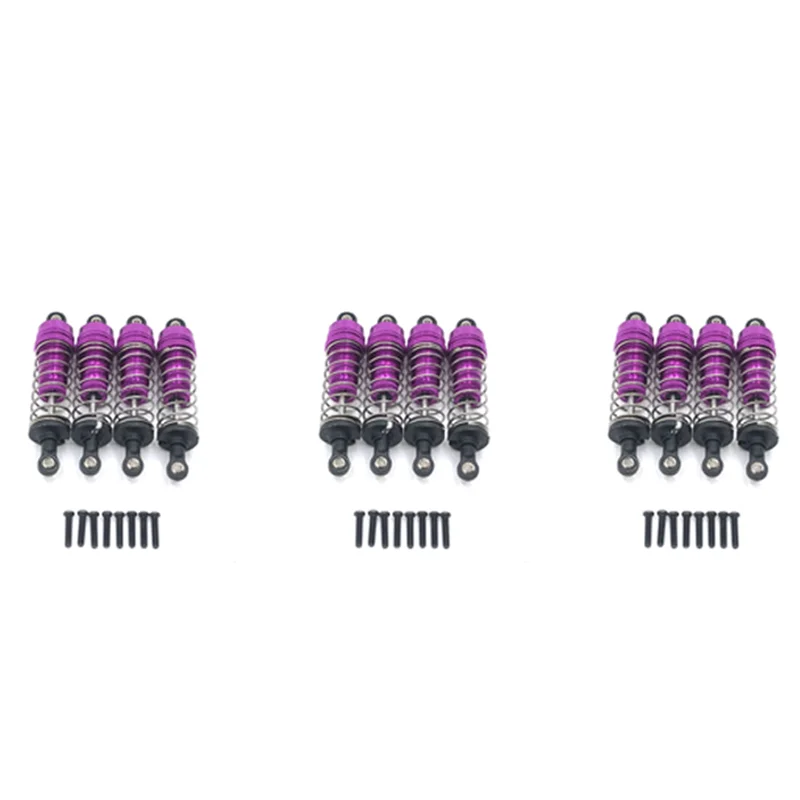 Amortisseur en métal 12 pièces pour Wltoys 124019 124018 144001   Accessoires de mise à niveau de pièces de rechange de voiture RC, violet-[A68T]