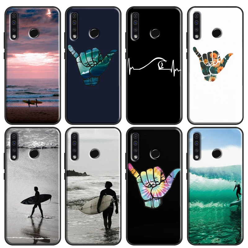 Surfer Surf Hang Loose Shaka Case For Huawei P30 P20 P40 P60 Pro Nova 9 5T P Smart Honor Magic 5 Lite X8 X9a 50 70 Cover