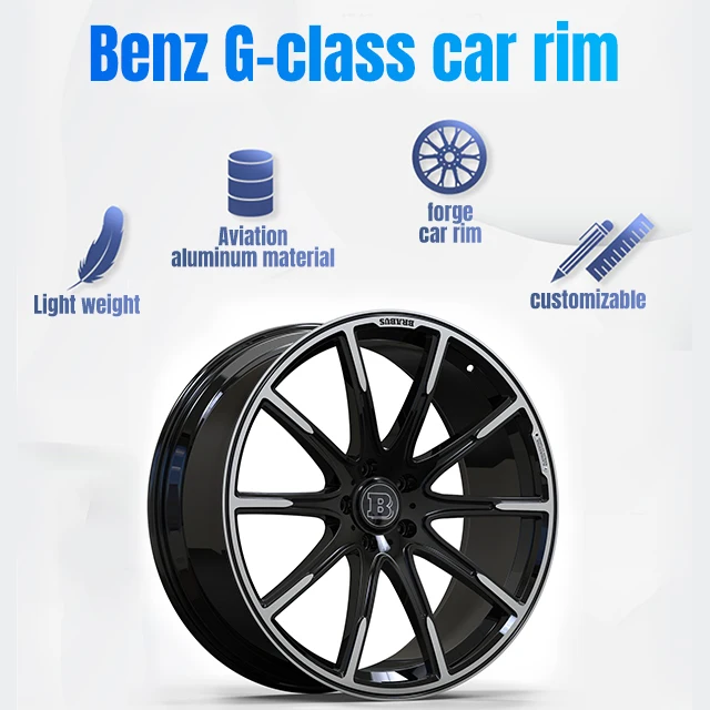 Applicable for  Benz G-class W464 24 inch rim Brabuss Bright black  surface forged car wheel hub High quality customized car rim