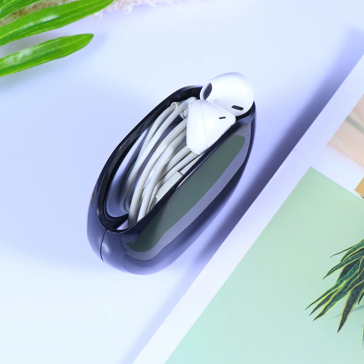 

Automatic Earphone Storage Box Portable Travel Black Pc Shell ABS Core Data Line Container Cable Reel Hub Organizer