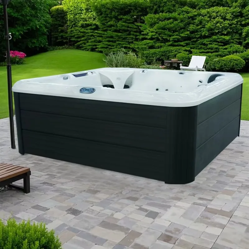 Customized Top‑Grade Acrylic Whirlpool 6 Person Outdoor Garden Hot Tub Spa Bath With Cover LED Lights For Backyard