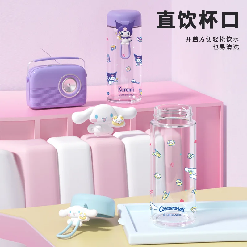 300Ml Miniso Kuromi My Melody Anime Cartoon Glass Cute Glass Cinnmoroall New Model Small Capacity Portable Student Water Cup