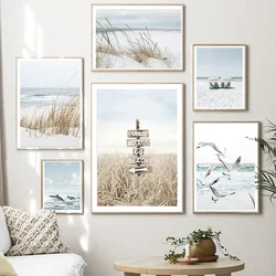 Seashore Reed Beach Wave Conch Sea Wave Flower Nordic Wall Art Canvas Painting Posters And Prints Pictures For Living Room Decor