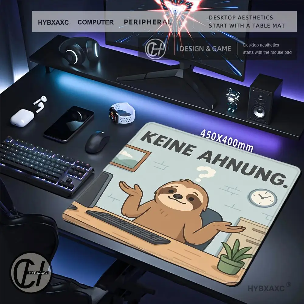 HYBXAXC Funny Sloth Keine Ahnung Office Mouse Pad, Cute Meme Desk Mat for Work From Home Modern Mousepad for Work Setup