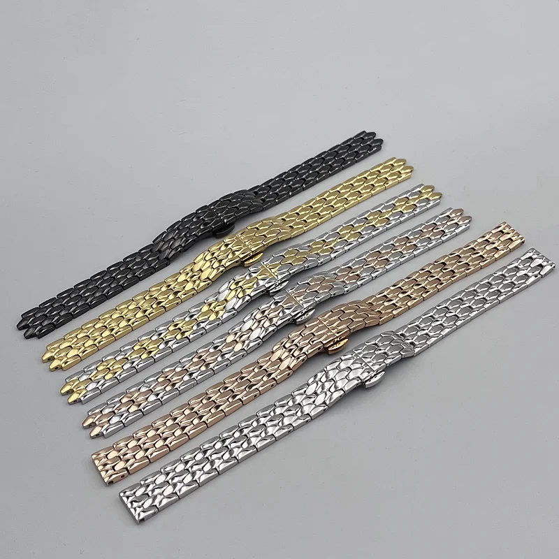 Stainless steel watch strap for FIYTA small cocoa watch chain women L865018 Qingcheng small green watch stainless watchband 12MM