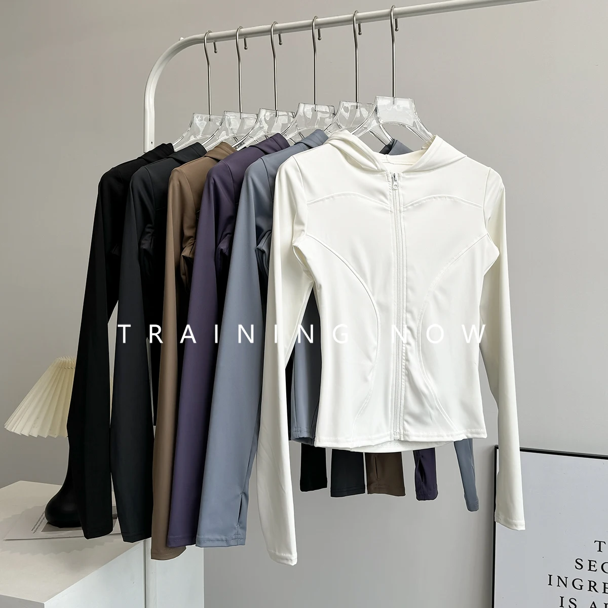 

Sports jacket for women 2025 autumn new hooded slim sport jacket fitness quick-drying yoga top