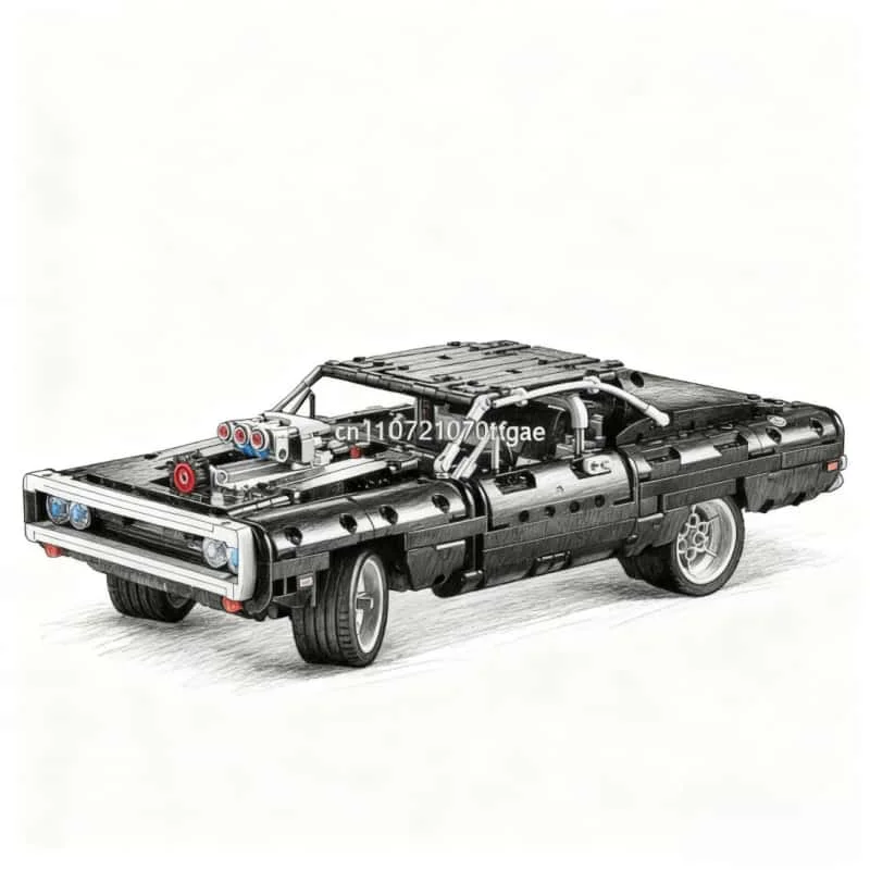 

Technical car dodge charger racing building blocks creative model movie Fast and Furious famous vehicle boy toy gift