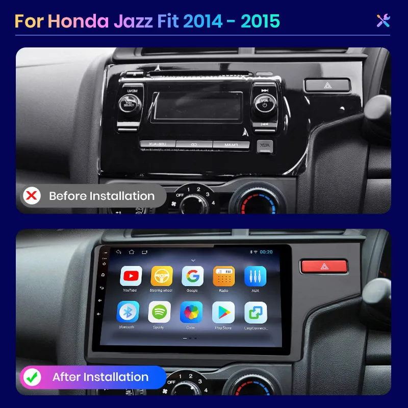 AWESAFE Wireless CarPlay Android Auto Radio For Honda Fit Jazz 2014 2015 GPS Navigation Stereo Car Intelligent Systems