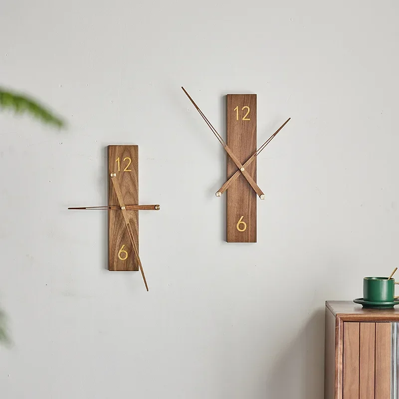 

1pcs DIY Walnut Pointer Living Room Decoration Wall Clocks Silent Movement Brief Style Silent Household Creative Wooden Clock