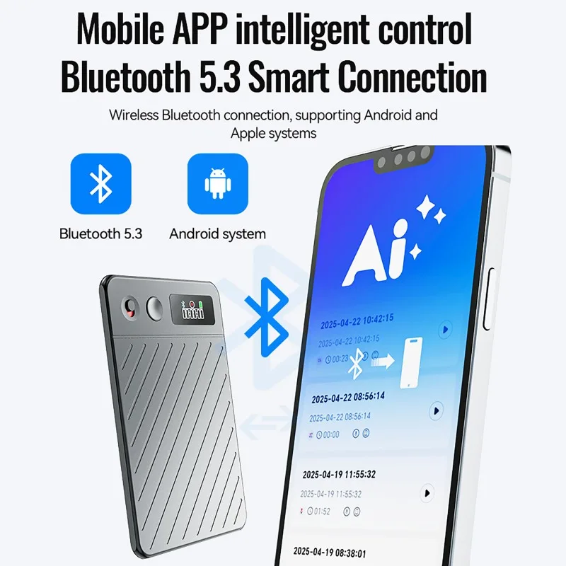 

8-256GB AI Voice Recorder with Display Screen Real-Time Transcription & Translation Summarization Device for Lectures Meetings