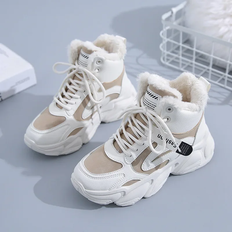 

New Women's Fashion Sneakers Winter Casual Sneakers with Plush Fur Warm Shoes Woman Shoes with Lacing Woman Shoes Ladies Boots