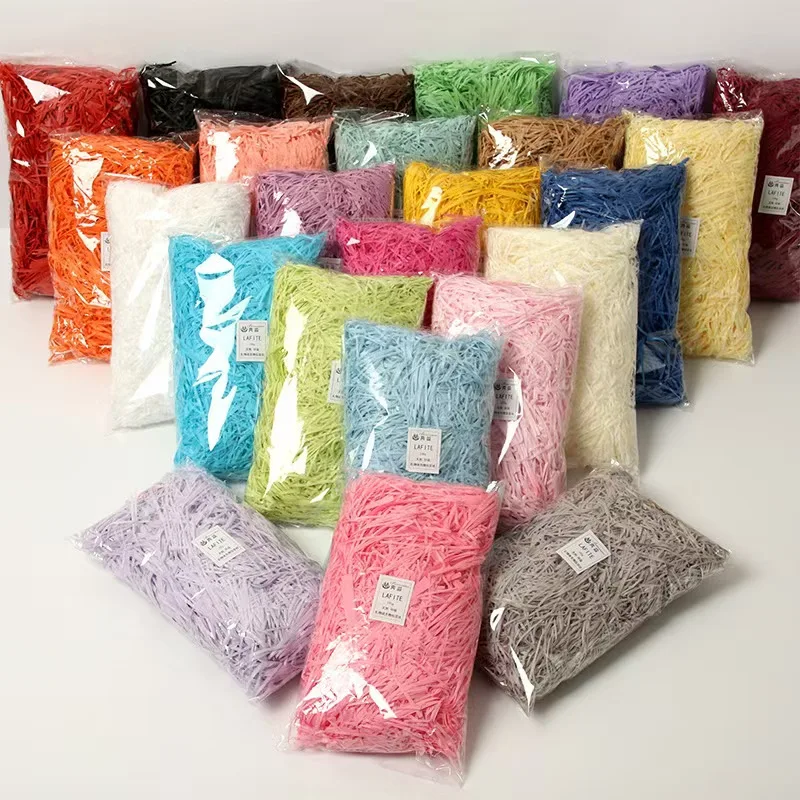 Relleno de trozos de papel de rafia con purpurina de 50g para embalaje, cesta vacía y relleno de embalaje de cesta de regalo para envolver Navidad