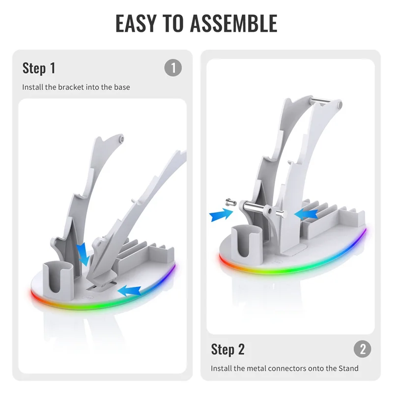 Reliable-For PS5 Desktop Storage Stand Controller Stand With RGB Lights Headphone/Handle/Remote/Disc Desktop Storage Stand White