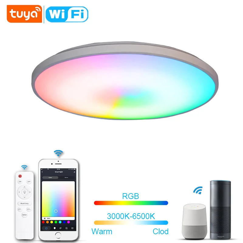 Tuya Smart Dimmable Led Ceiling Lamp With Alexa/Google/Wifi/Remote Control RGB Music Ceiling Lights Decor luminaires For Bedroom