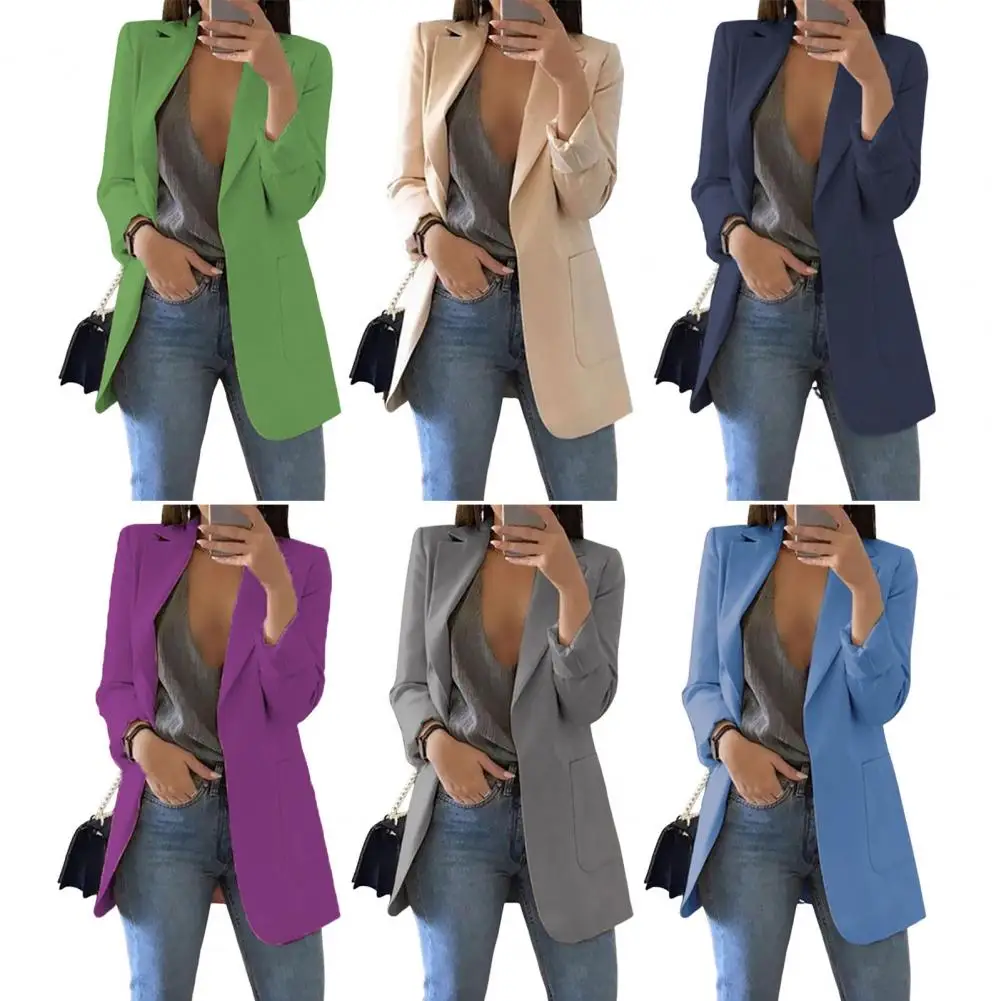 Autumn Jacket Woman Long Sleeve Casual Blazer Jacket Women Button Coat Fashion Work Office Loose Coat Tops Femme ﻿Workwear