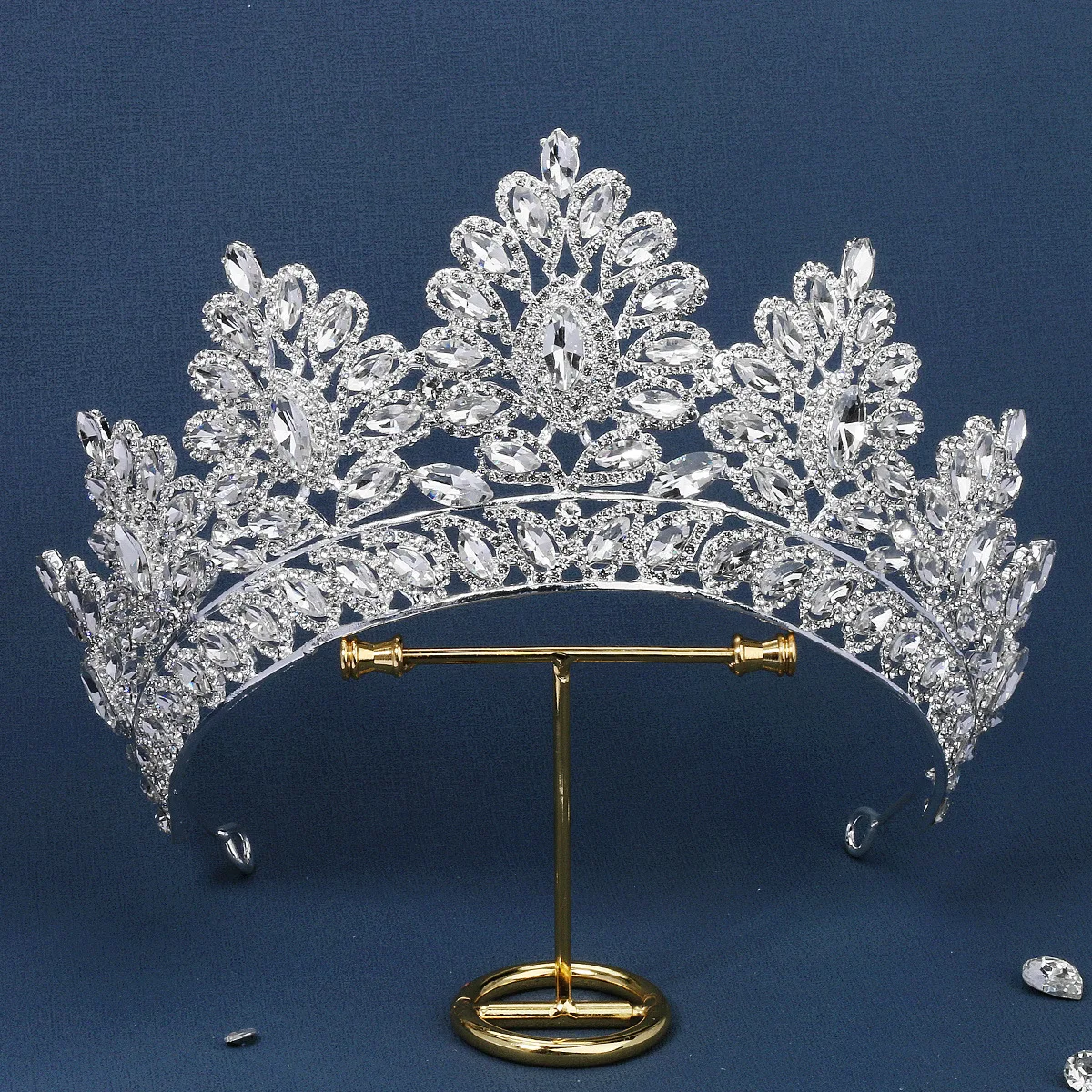 Corona de boda de cristal de lujo, Tiara de novia barroca con diamantes de imitación, diadema de Reina, banquete, cumpleaños, accesorios de boda