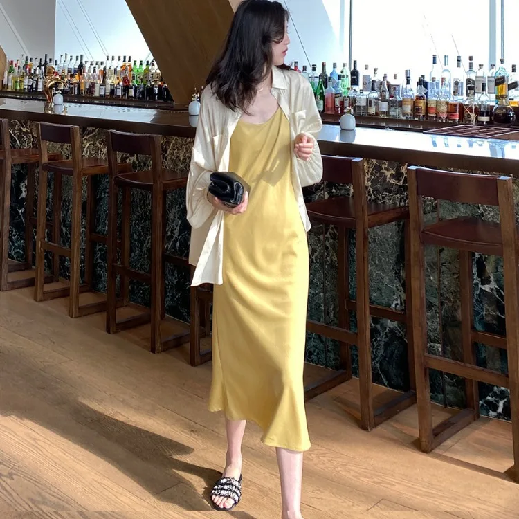 

Женское платье-сарафан 2026 года, средней и длинной длины, желтое, с внутренней подкладкой