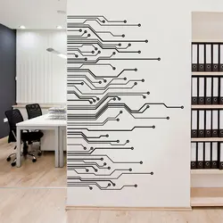 Studio Decoration Wall Stickers Circuit Board Decals Technology Vinyl Wall Art Decal Home Decoration Living Room Office P973