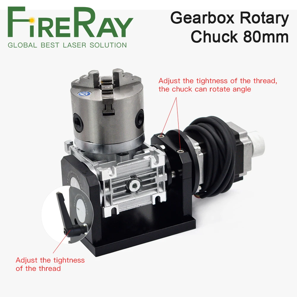 Fireray Gearbox Rotary Worktable Chuck 80mm for Laser Marking Welding Cutting Machine