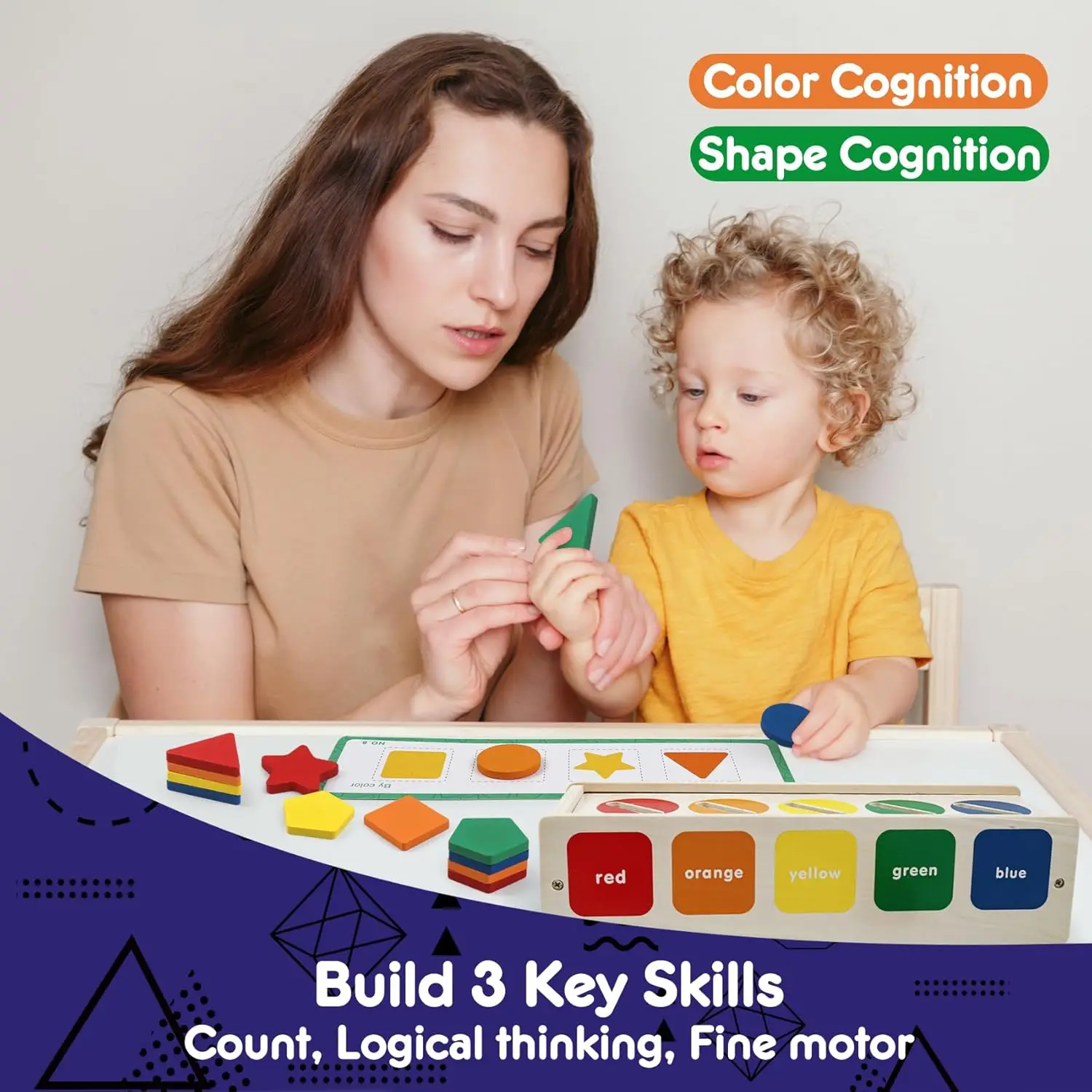 Drewniane zabawki do sortowania Montessori: rozpoznawanie kolorów i kształtów, klasyczna gra motoryczna dla małych dzieci, prezenty edukacyjne dla dzieci
