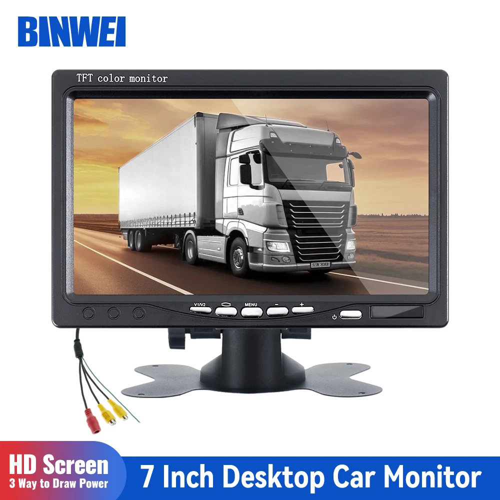 

BINWEI 7 Inch Car Monitor Screen Rear View Camera HD Digital 2 Way Video Input Rearview Image 9V-36V TFT LCD Parking System