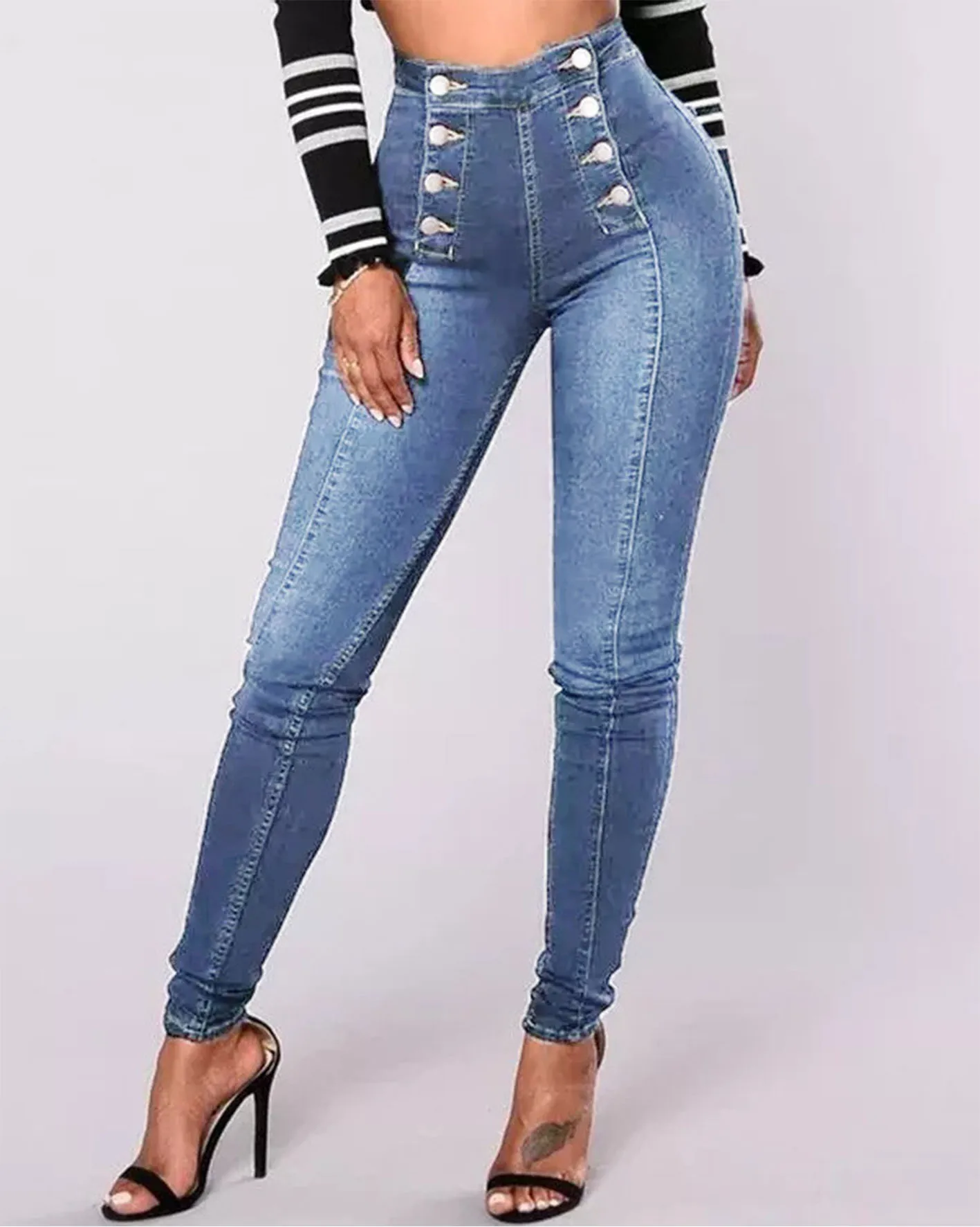 22High-waist Stretch Slim-fit Shaping Jeans Ultimate hip to sexy figure women's long denim jeans