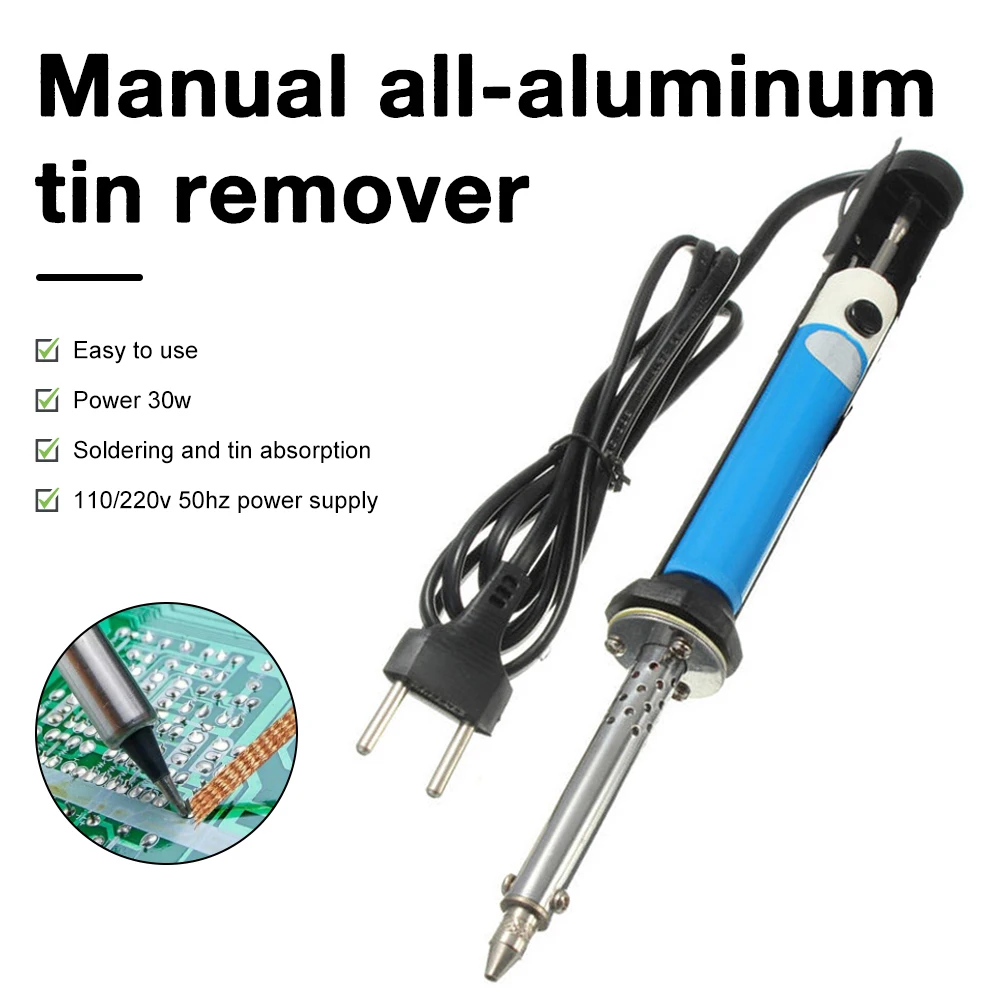 Sucção de Estanho Elétrico Portátil, Sucker Pen, Bomba Desoldering, Ferramenta de Solda, 2 em 1, AC, EU, 220V,US, 110V, 50Hz, 30W