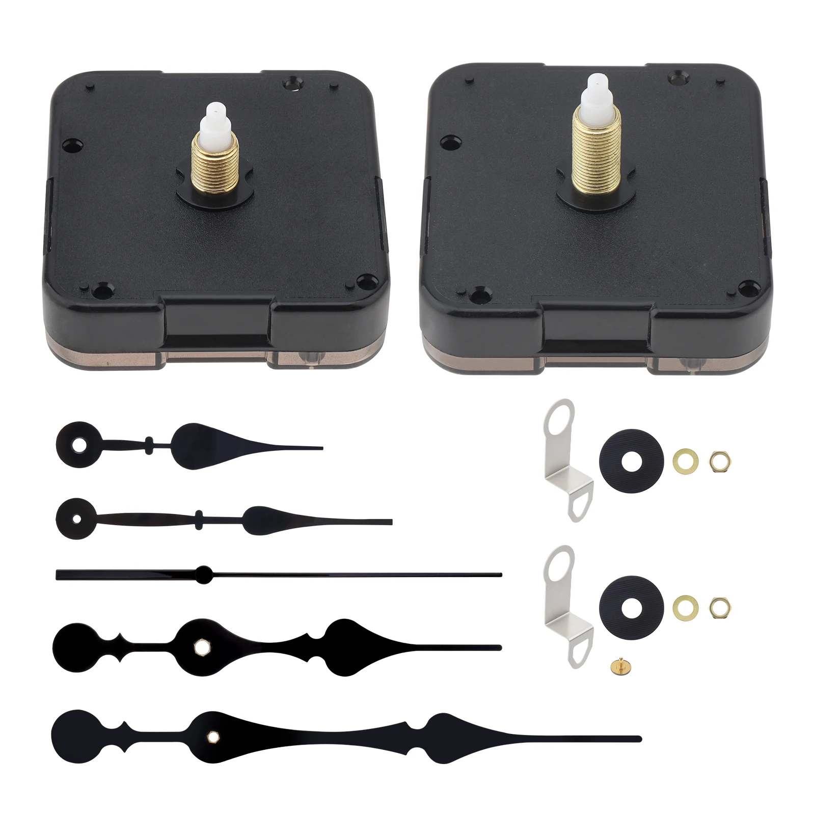 2Pack 17/23mm Shaft Length Quartz 12888 Silent Clock Movement Replacement Kit for Wall Clock Repair with 2 Set of  Hands, Hook