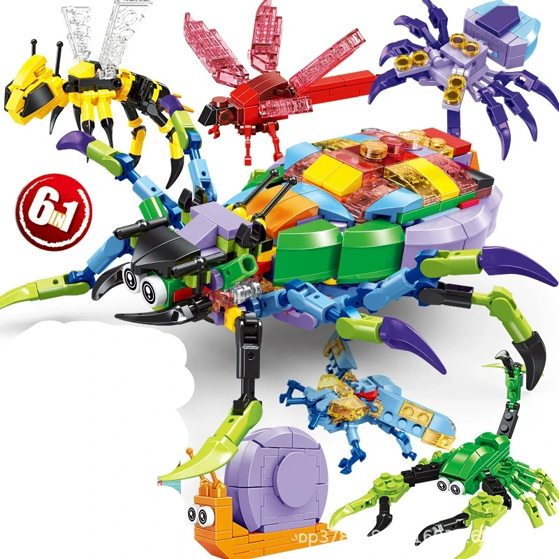 Insekt Tiere Figuren Set Mini Bausteine Spielzeug Montage 3D Konstruktor Micro Ziegel Für Kinder Jungen Geschenk Spielzeug