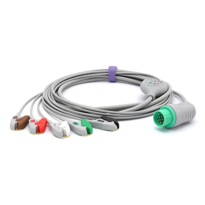 

Compatible ECG lead wire 12-pin integrated 3-lead 5-lead snap clip type encryption type