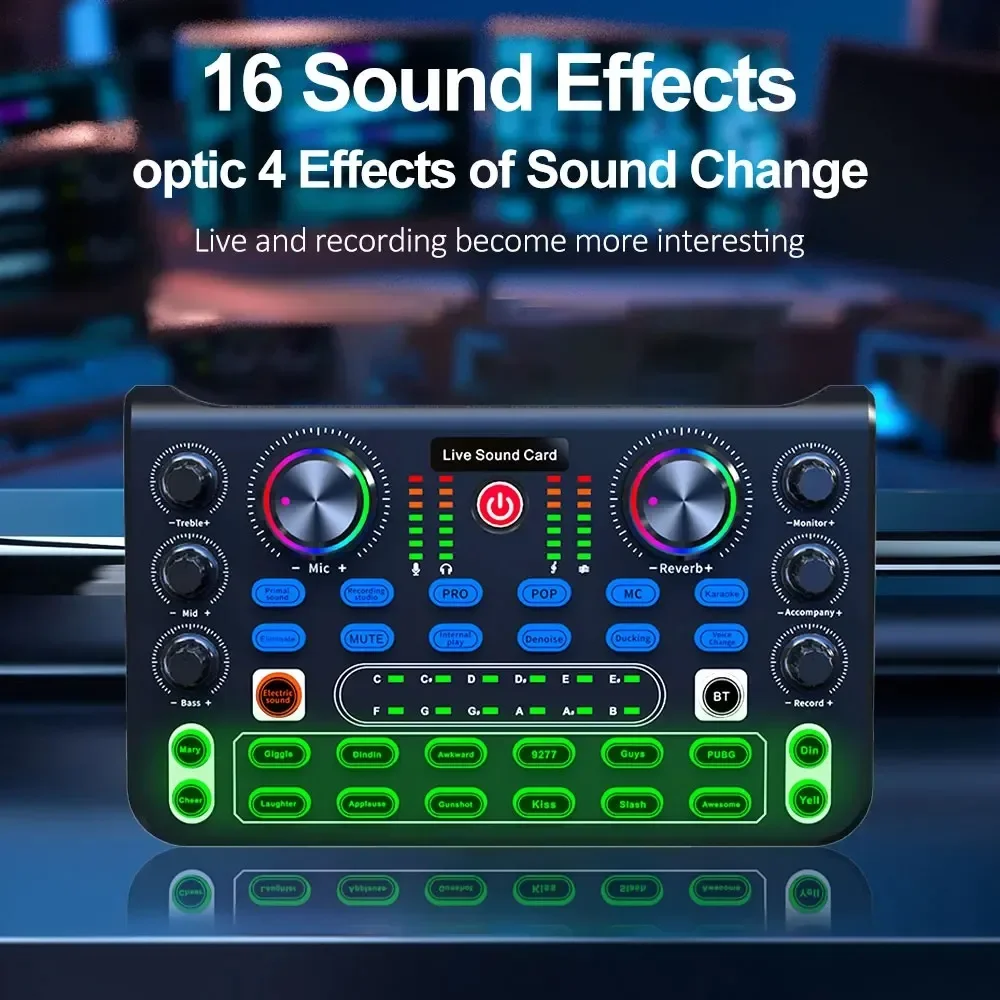 X60 Professional Sound Card Audio Mixer English Version Karaoke Broadcast KTV Performance Live DJ Professional Mixer Soundcard