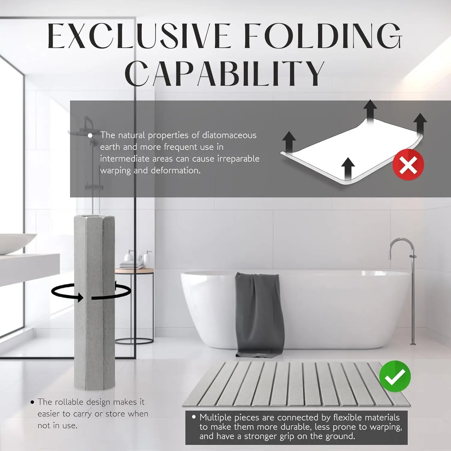 Extra Large Non-Slip Diatomite Bath Mat, 31x23.5 Inch Quick Dry Stone Mat for Bathroom Kitchen Pet