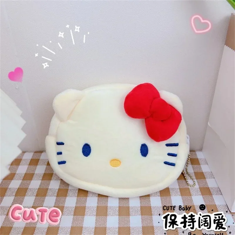 Sanrio Hello Kitty Plush Coin Purse MINISO Anime Cartoon Cute Cartoon My Melody Pochacco Fashion Cosmetic Bag Holiday Gifts