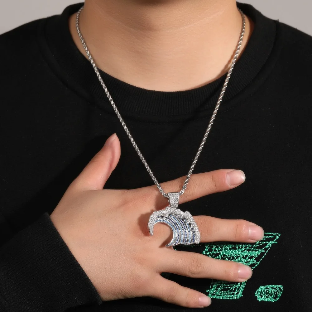 

Hip Hop Necklace Personalized New Style Inlaid Zircon Trendy Charm Pendant, European and American Fashion Versatile Men's Pendan