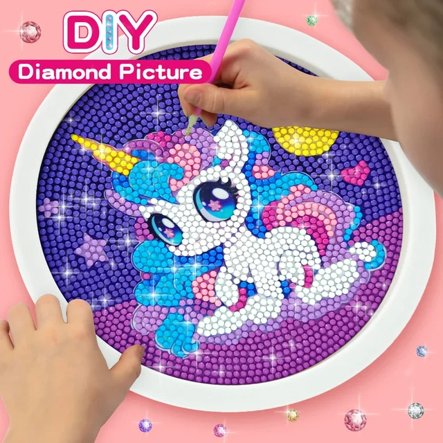 Zestaw do malowania diamentami śliczny jednorożec początkujący zestaw do malowania diamentami 5D DIY dzieci i dorośli diamentowe malowanie ramka na zdjęcia Craft