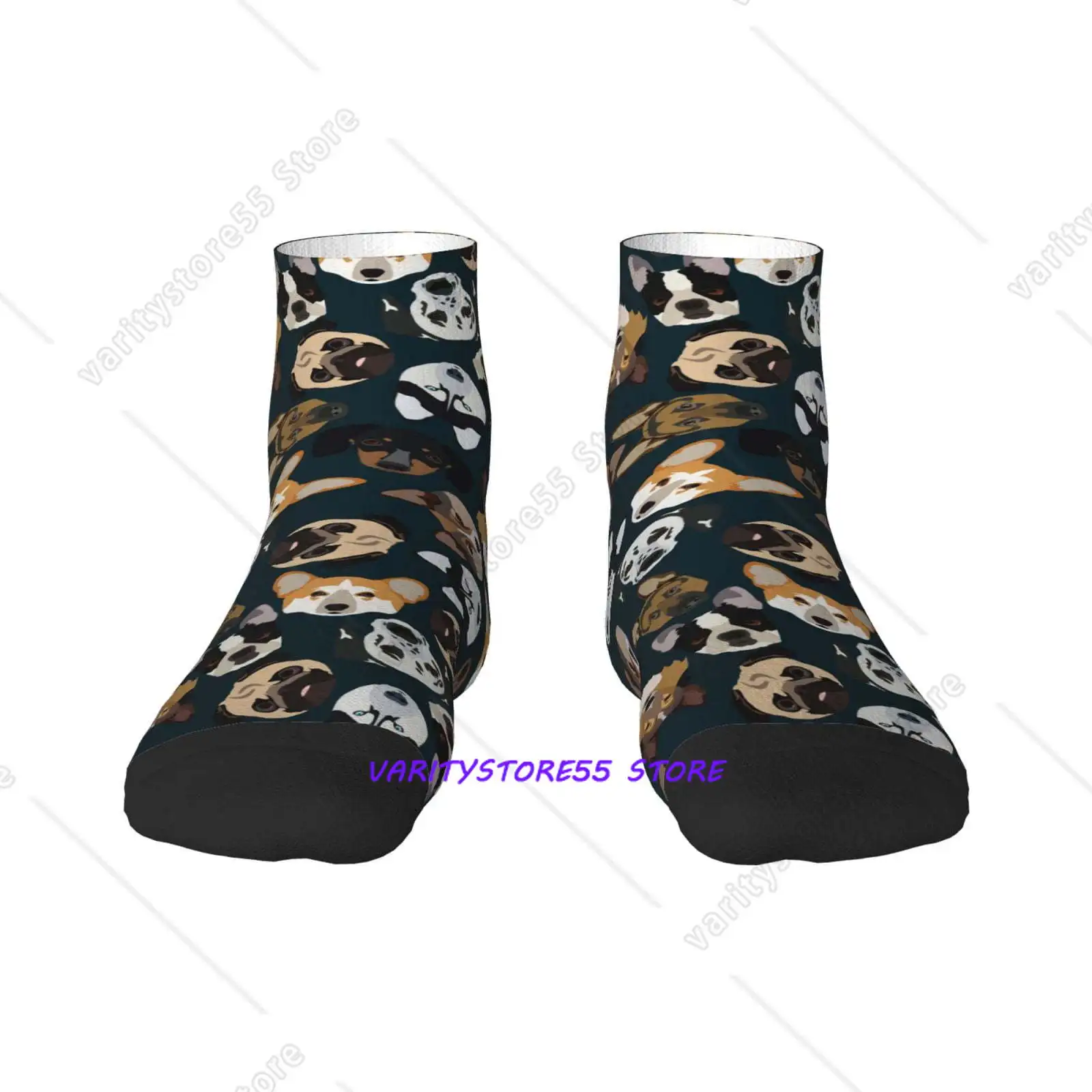 

Dogs Pattern Crew SocksToe Seamed Ankle Cushioned Breathable Athletic Crew Sports Socks