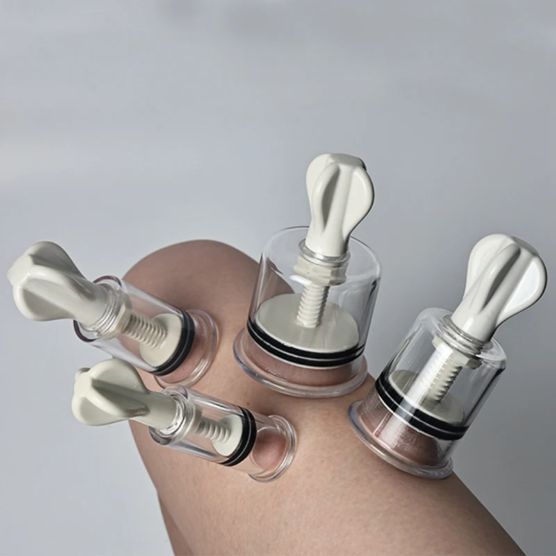 

4Pcs Vacuum Body Massage Cans Twist Rotary Handle Suction Anti Cellulite Acupuncture Vacuum Cupping Cups Nipple Enlarger 4 Sizes