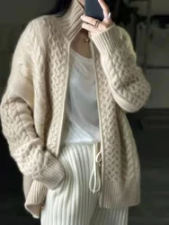 Women Thick Sweaters Jacket Kintted Autumn Spring Korean Crochet Loose Maxi Winter Sweater 2025 Warm Jumper Coat Cardigans