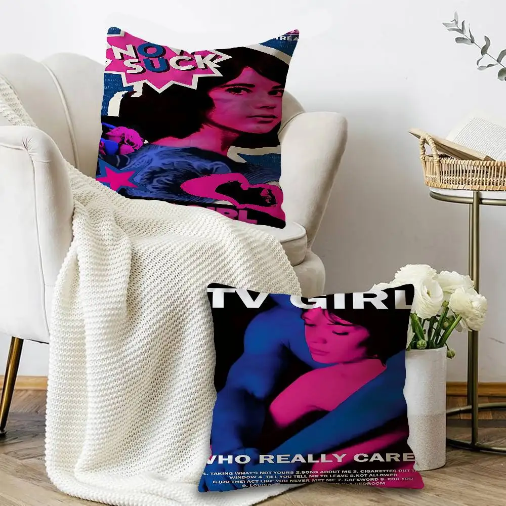 t-TV Girl  Personalized Pillow Dust Cover Bedroom Kids Party Decoration Pillowcase Birthday Children Gift