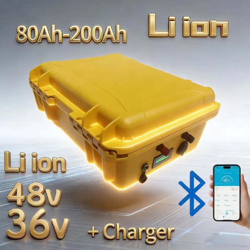 Top-Tier Waterproof 48V/36V Li-ion Battery (100-200Ah) | Bluetooth Enabled | 5000W Compatible  Reliable Power Core for Tricycles