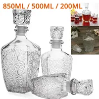 850ML / 500ML / 200ML Crystal Wine Bottle With Lid Glass Cup Whiskey Liquor Wine Decanter Bar Drink for Liquor Scotch Bourbon