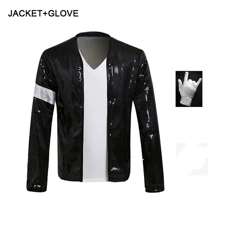 2026 MJ Michael Jackson Coat Billie Jean Jacket Glove Modern Dance Cosplay Costume Adult Clothing Hallowmas Party Cos Set  CF673