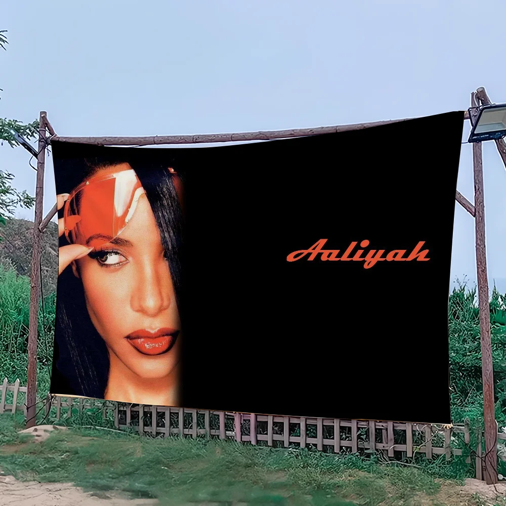 flag Art Sci Fi Room Pop Home A-Aaliyah Decor Wall Mount Home Decor Singer Banner