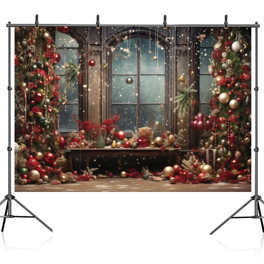 Bonvvie Christmas Backdrops Xmas Tree Gifts Fireplace Family Party Decoration Photography Background Photocall for Photo Studio