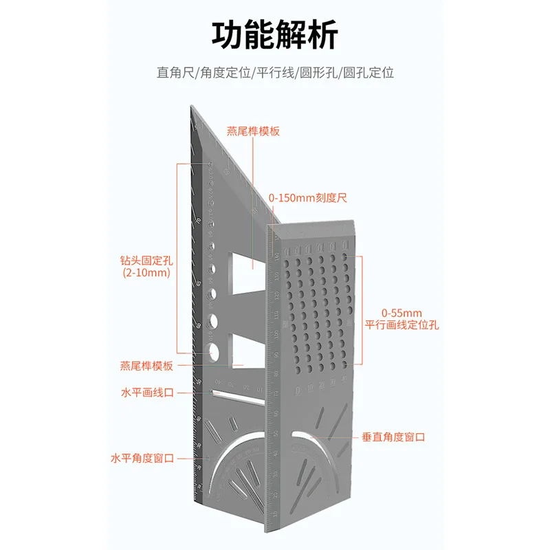 45/90 Degree Woodworking Angle Ruler, 3D Marking Gauge, Multi-Functional Layout Tool for Dovetail & Carpentry Precision Measuri