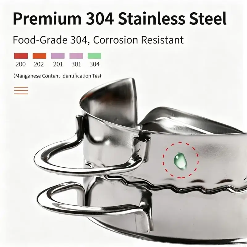Dumplimgs Press and Cutter Set, 4 Steel Items with Filling Spoon and Flattening Press for Kitchen Preparation 55KF
