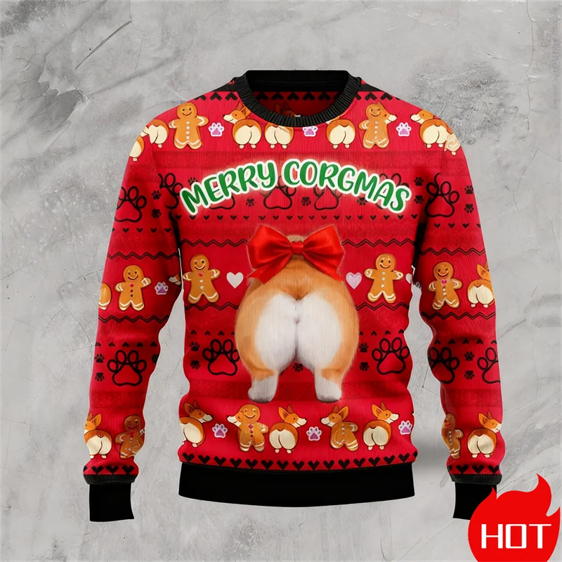 مضحك الزنجبيل سترة ثلاثية الأبعاد المطبوعة الرجال القبيح عيد الميلاد سترة Longsleeve البلوز للجنسين عادية طاقم الرقبة رجالي هدايا عيد الميلاد جديد