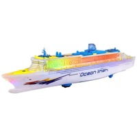 Gift Flashing Light Electric Ship Toy Realistic LED Light Sound Cruise Ship Toy Automatic Steering Electric Boat Toy